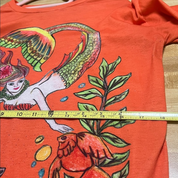 ( 0353) Women Mermaid Vibrant Orange Mermaid Graphic T-Shirt - Picture 8 of 9